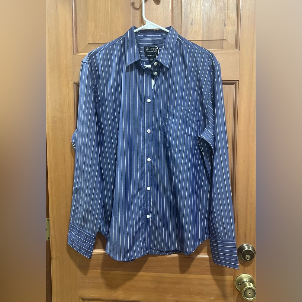 NWT! J. Crew | Garçon classic shirt | Blue striped cotton poplin | Size 12 - Picture 3 of 10